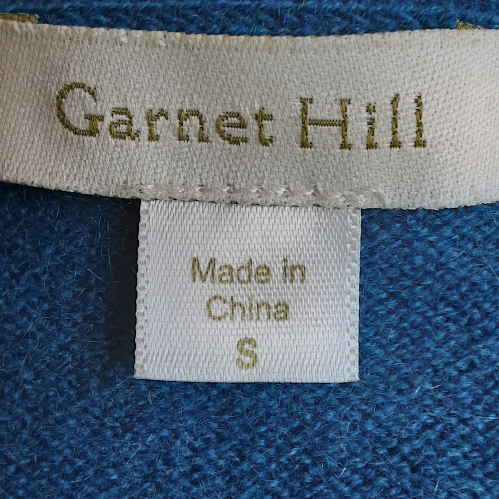 Garnet Hill Blue 100% Cashmere Crew Neck Sweater.